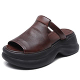 Breakj Cowflin Retro Hand-Made Leather-Bottomed Slippers Women's New Summer Wear Light-Discreed Cool