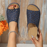Breakj 2025 Summer New Simple Leisure Flowers Hollow PU With Women's Slopes And