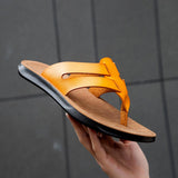 Fashion Leather Slippers For Men 2022 New Hotel Beach Summer Shoes High Quality Flip-flops Men's Shoes Big Size