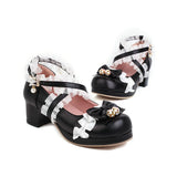 Cross Strap Lolita Shoes Plus Size Big Feet Bow Buckle Cute Ruffles Edge Platform Pumps Girls Cosplay Bell Chunky High