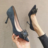 Heels Women Shoes 2023 Spring Pumps Slip On Bling Bling Pointed Wedge Latest Shallow Mouth Sandals Ladies All-Match