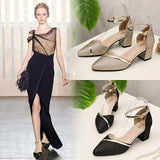 Breakj The Spring Of 2025, The Clasp-Butled Sandals Women's Korean Version Of The Coarse Heel High Heel High-Heeled Shoes In The Daily Female Design