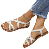 Breakj Sandals Summer 2024 Plus Size One Word Buckle Simple Wear Casual Beach