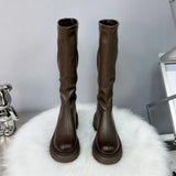 Breakj Boots 2025 Autumn High-Cvalry Knight Boots Thick Bottom Raised Women's Boots After Zipper Thin