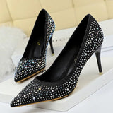 Shoes Rhinestone Woman Pumps Fashion Wedding Shoes Women Basic Pump Stiletto Heels 10cm 7cm Heeled Shoes High