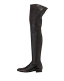 And Gray Square Heel Flat Thigh Boots Ladies Winter Velvet Boots Round Head Short Zipper Knee