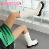 Plus Size 45 High Heeled Women Boots Slip On Mid Calf Think Bottom Platform Shoes Fashion Luxury Girls GO GO