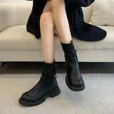 Breakj 2025 New Martin Boots Women's Large Elastic Boots English Wind Thick Background Comfortable Thin Skin