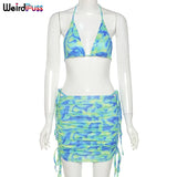 Puss Summer Swimsuit Women Sexy Trend Bikini Tops+Skirt Suits Beach Style Matching Sets Chic Fairy Grunge Vacation