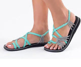 Size Rope Knot Sandals Summer Flip Flops Casual Women's Shoes Flat Rome Sandals Women Comfort Strappy Beach