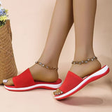 Breakj Size Thick Low Slippers Female Polyurethane Bottom Lightweight Flying Knit Pine Cake Low One Line Beach