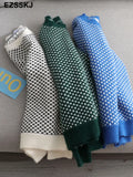 blue dot Sweater Pullovers Women winter autumn thick O-neck chic 2021 sweater long sleeve sweater