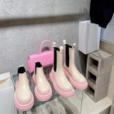 Women's Platform Boots 2022 Thick Bottom Color Avocado Green Martin Boots Casual Female Mid Chesil Boots Women Pink