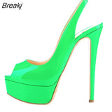 Women Pumps New 14CM Platform High Heels Sexy Gold Silver Crocodile Pattern Open Toe Sandals Gladiator Party Dress Woman