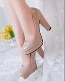 Women Pumps Shoes Women PU Leather Shallow Slip-On Round Toe High Heels Wedding Party Derss Shoes Mujer Plus Size 34-42