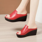 Slope Slippers Women's 2023 Summer New Waterproof Table Thick Soles Sandals Wear Loose Cake Soles High-Heeled