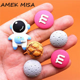 Hard Resin 3D Astronaut Shoe Charms Accessories Cute Moon Bread Shoes Buttons M Beans Sandals Charm Decorations