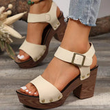 Breakj Sandals Women Plus Size Black Thick Heel Sandals 2024 Summer New One-Word Belt With High Heels