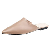 Women Pointed Toe Patent Leather Spring Slippers Ladies Slip on Spike Low Heels Slides Comfortable Female Casual Shoes