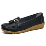 Women Shoes Spring Autumn Cow Leather Flats Women Footwear Slip On Loafers Mother Moccasins Shoes Female Large Size
