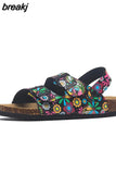 2023 New Summer Beach Cork Sandals Casual Women Outside Non-slip Black White Double Buckle Sandalias