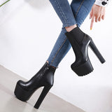 Women's Short Boots Fall And Winter Hates Sky-High Plush, Thick Heels, Short Tube, Small Size Cool Martin Boots, Waterproof Table, Large Size High