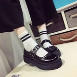Lady Maid Uniform Performance Buckle Round Head Thick High Heel Muffin Thick Sole Single Shoe Cosplay Women