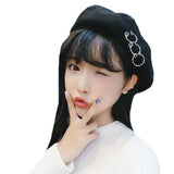 Winter Hats Ring Wool Berets French Artist Beanie Women Ski Cap Solid Warm Sweet Girl