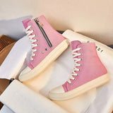 44 Chaussure Femme Women Sneakers Zipper Canvas leather Casual Shoes Mens 2022 Fashion Women Black Sneakers Ladies