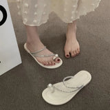 Muffin Shoes Beach Sandals Fashionable Pearl 2023 Summer New French Flat-Soled Sandals