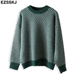 blue dot Sweater Pullovers Women winter autumn thick O-neck chic 2021 sweater long sleeve sweater