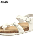 2023 New Summer Beach Cork Sandals Casual Women Outside Non-slip Double Buckle Sandalias