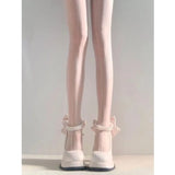 Style Thick Pearl Chain Small Leather Shoes 2023 New High-Looking Fried Street Fashion Mary Jane High