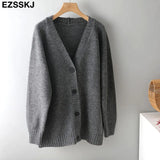 spring autumn sweater long sweater Cardigan Women v-neck Knitted Jacket Cardigan Sweater Female elegant Coat out