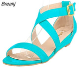 Women's Platform Wedge Sandals Simple Style Casual Pointed Toe High Heels Velvet Wedges Work Shoes