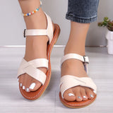 Large Flat-Soled Sandals For Women In Summer, The New Round-Headed Open-Toed One-Word Buckle Wears A Size 43