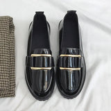 Shoes For Women 2021 Autumn New Small Leather Shoes Female British Style Retro Student Loafers Metal Slip On Woman