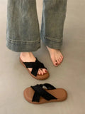 Style Slippers 2024 New Summer Retro Woven Cross Bohemian Student Thick-Soled Roman