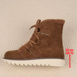 Breakj Size Snow Boots Women 2024 Autumn / Winter New Velvet And Thick Lace Warm Cotton Shoes Cotton Boots