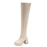 Breakj Boots Women's New British Wind Square Head Bulletproof Waterproof Station In Autumn/Winter