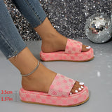 Women Platform Slippers 2024 Summer Slides Women Shoes Designer Flat Sandals Outdoor Floral Sandals Ladies Beach Shoes
