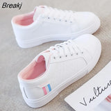 Women's Sneakers Spring Leather Light White Female Platform Vulcanized Shoes Autumn Casual Breathable Sports PU Flats Size