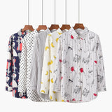 Fine Women's Print Chiffon Shirt 2021 Spring New Long Sleeve Blouses and Tops Lady Plus Size Casual Shirts Clothes