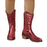 Breakj 2025 New Female Mid-Clinic Solid-Colored Pointed Adult Martin Boots Coarse Heel