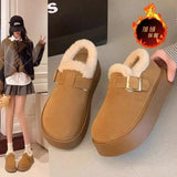 Breakj And Winter 2025 Bean Fashion Plus Thick Thick-Soled Cotton Shoes Hair Snow Boots Boken Shoes Lefu Shoes