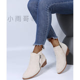 Martin Boots Women Winter Side Zipper Short Boots Low Round Head