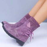 Large Size Tall Martin Boots Step Into The Round Head Square Heel Side Zipper Thick With Autumn And