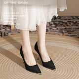 Breakj Single-Shoe Black Tip High-Heeled Women's Fine Heel New Temperament Professional Business Commuter Women's