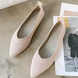 Fashion Breathable Stretch Fabric Ballet Flats Women Mesh Casual Soft Rubber Sole Pointed Toe Slip On Loafers Boat