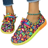 Breakj New Large-Size Lace With Color Low-Top Single Shoes Women Graffiti Lazy Man Canvas Flat-Bottomed Casual Single